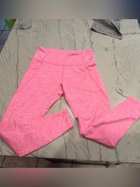 Cabana by Crown & Ivy Pink Space Dye High Waisted Athletic Leggings Pockets Med